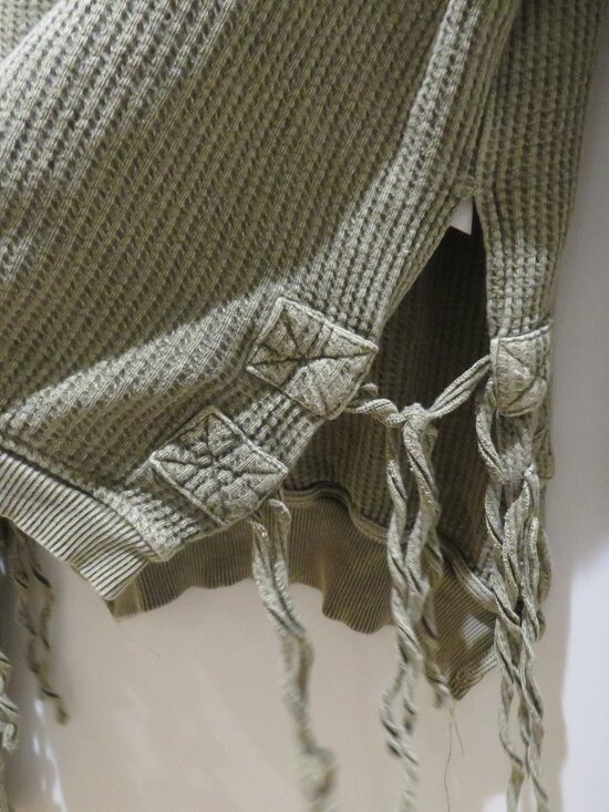 FREE PEOPLE FP ONE Cropped Interlaken Thermal Top Moss Green Small Boho Casual - Picture 11 of 15